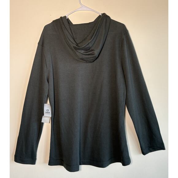 Mono B Hoodie Waffle Knit Green Long Sleeve Pullover Top Cozy Soft 1X - Picture 2 of 12